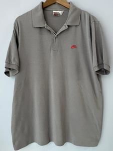Vintage 80s-90s Gray Tag Nike Gray Polo Single Stitch Shirt Embroidered sz XL